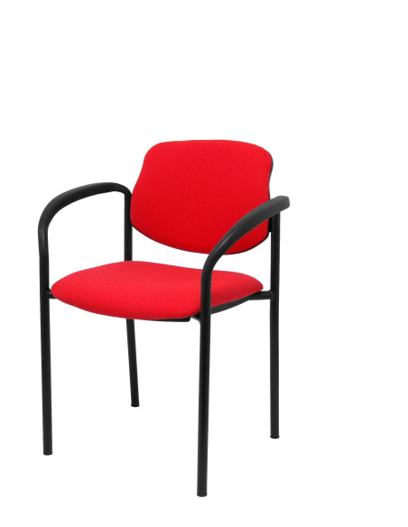 SILLA PIQUERAS Y CRESPO VILLALGORDO CONFIDENTE BRAZOS FIJOS CHASIS NEGRO ASIENTO Y RESPALDO TAPIZADOS BALI ROJO
