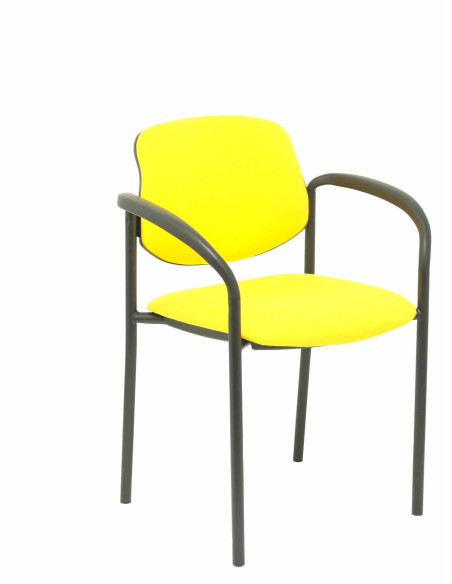 SILLA PIQUERAS Y CRESPO VILLALGORDO CONFIDENTE BRAZOS FIJOS CHASIS NEGRO ASIENTO Y RESPALDO TAPIZADOS BALI AMARILLO