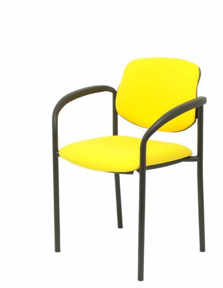 SILLA PIQUERAS Y CRESPO VILLALGORDO CONFIDENTE BRAZOS FIJOS CHASIS NEGRO ASIENTO Y RESPALDO TAPIZADOS BALI AMARILLO