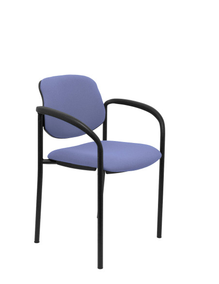 SILLA PIQUERAS Y CRESPO VILLALGORDO CONFIDENTE BRAZOS FIJOS CHASIS NEGRO ASIENTO Y RESPALDO TAPIZADOS BALI AZUL CLARO