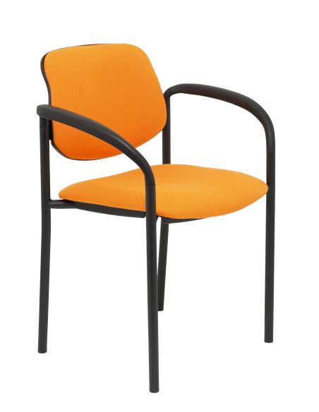 SILLA PIQUERAS Y CRESPO VILLALGORDO CONFIDENTE BRAZOS FIJOS CHASIS NEGRO ASIENTO Y RESPALDO TAPIZADOS BALI NARANJA
