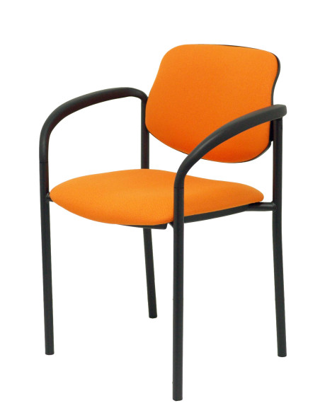 SILLA PIQUERAS Y CRESPO VILLALGORDO CONFIDENTE BRAZOS FIJOS CHASIS NEGRO ASIENTO Y RESPALDO TAPIZADOS BALI NARANJA