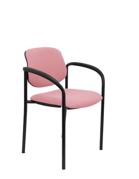 SILLA PIQUERAS Y CRESPO VILLALGORDO CONFIDENTE BRAZOS FIJOS CHASIS NEGRO ASIENTO Y RESPALDO TAPIZADOS BALI ROSA PALIDO