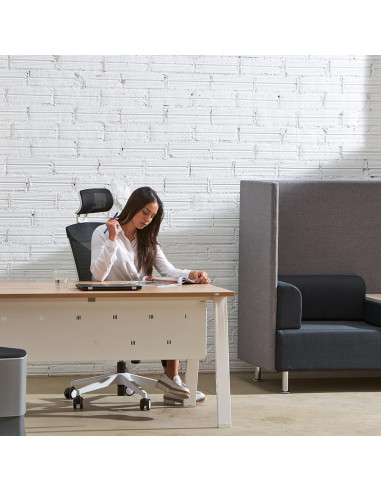 MESA ROCADA BLANCA ESTRUCTURA GRIS