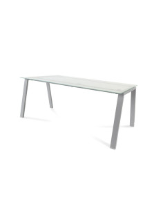 MESA ROCADA BLANCA ESTRUCTURA GRIS