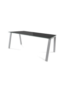 MESA ROCADA BLANCA ESTRUCTURA GRIS