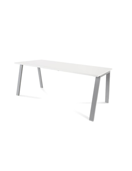 MESA ROCADA BLANCA ESTRUCTURA GRIS