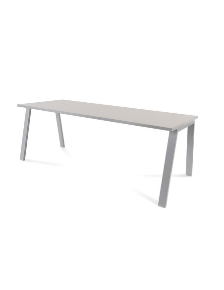 MESA ROCADA BLANCA ESTRUCTURA GRIS