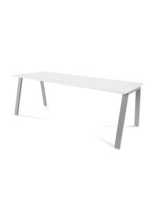 MESA ROCADA BLANCA ESTRUCTURA GRIS