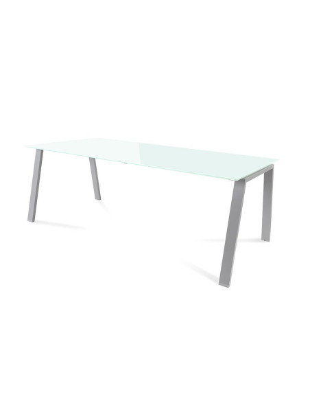 MESA ROCADA BLANCA ESTRUCTURA GRIS