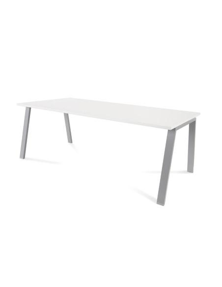 MESA ROCADA BLANCA ESTRUCTURA GRIS