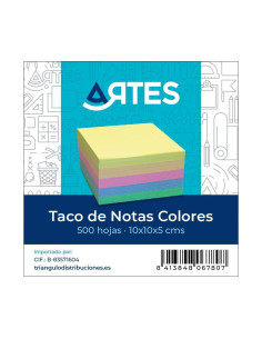 TACO 500h PAPEL ARTES 10x10cm 80gr COLORES SIN ENCOLAR