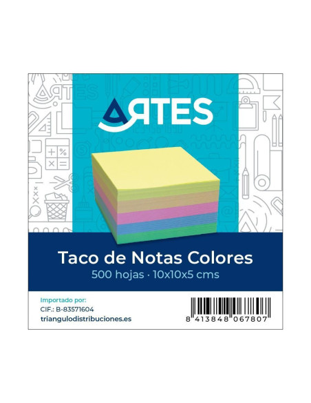 TACO 500h PAPEL ARTES 10x10cm 80gr COLORES SIN ENCOLAR