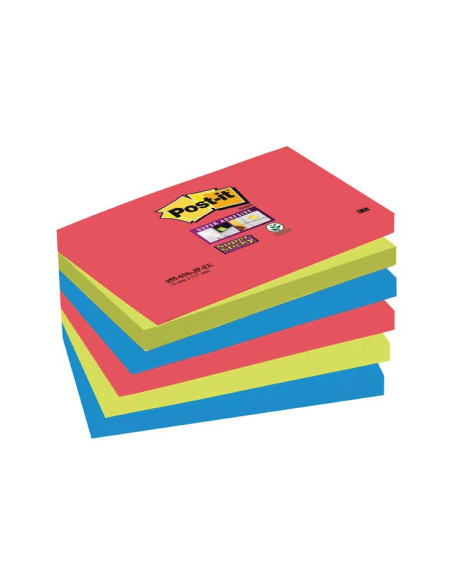 PACK 6 BLOC NOTAS POST-IT SUPER STICKY BORA BORA 76x127mm