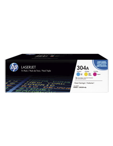HP TONER LASER TRICOLOR 304A PACK 3 CC531-CC532-CC533
