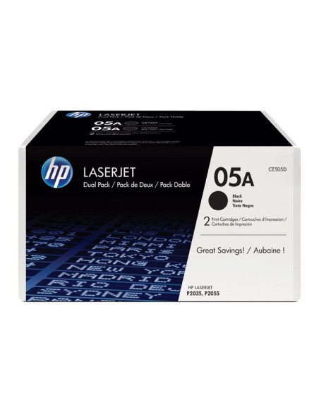 PACK 2 CARTUCHOS DE TÓNER ORIGINAL LASERJET HP 05A