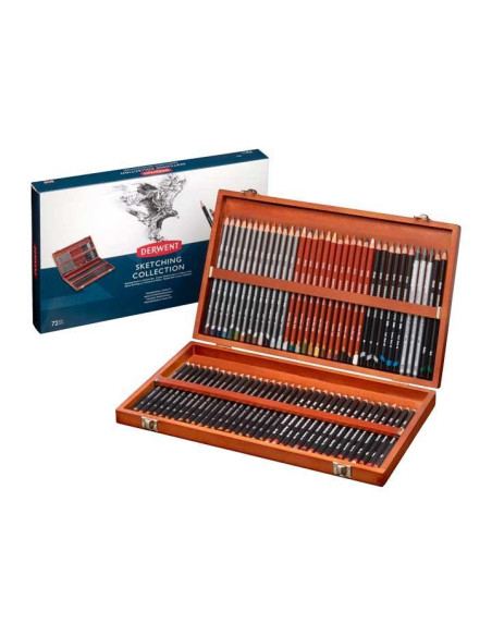 CAJA DE MADERA 72 LÁPICES DERWENT SKETCHING