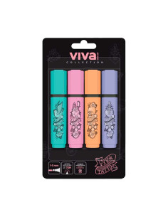 MARCADOR FLUOR MOLIN VIVA TATTO BLISTER de 4 COLORES