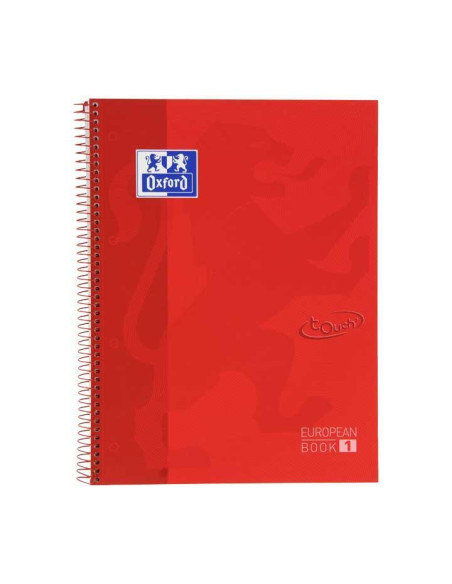 OXFORD CUADERNO TOUCH EUROPEANBOOK 1 WRITE&ERASE 80H A4 5X5MM MICROPERFORADO TAPA EXTRADURA CARMÍN