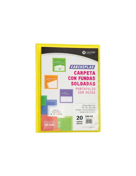 CARPETA FUNDAS TARIFARIO CARCHIVO PP CARCHIPLAS-BOOK FLEXIBLE CANGURO A4  20 F AMARILLO