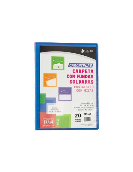 CARPETA FUNDAS TARIFARIO CARCHIVO PP CARCHIPLAS-BOOK FLEXIBLE CANGURO A4  20 F AZUL