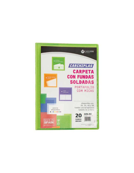 CARPETA FUNDAS TARIFARIO CARCHIVO PP CARCHIPLAS-BOOK FLEXIBLE CANGURO A4  20 F LIMA