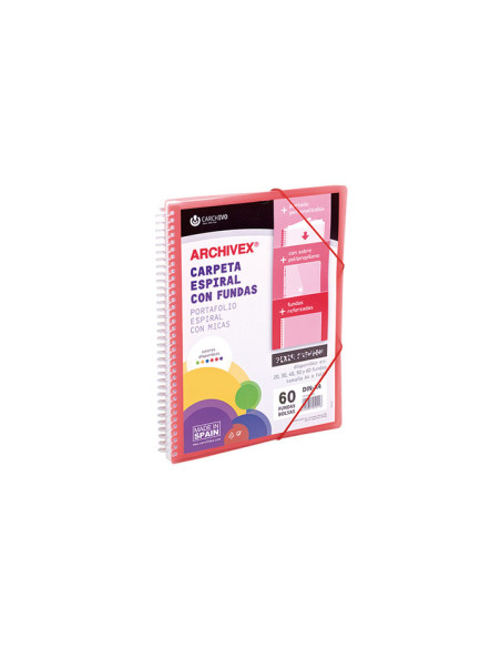 CARCHIVO ARCHIVEX-STAR CANGURO PERSONALIZABLE A4 CON 60 FUNDAS PP ESPIRAL ROJO