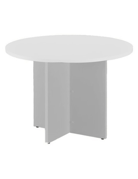 MESA ROCADA MEETING REDONDA DE JUNTAS DIAMETRO 100 cm con PATAS MELAMINA ALUMINIO TABLERO BLANCO