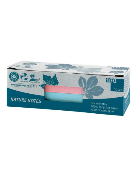 CAJA 12 BLOCS NOTAS ADHESIVAS RECICLADAS A-SERIES COLORES 50x40mm