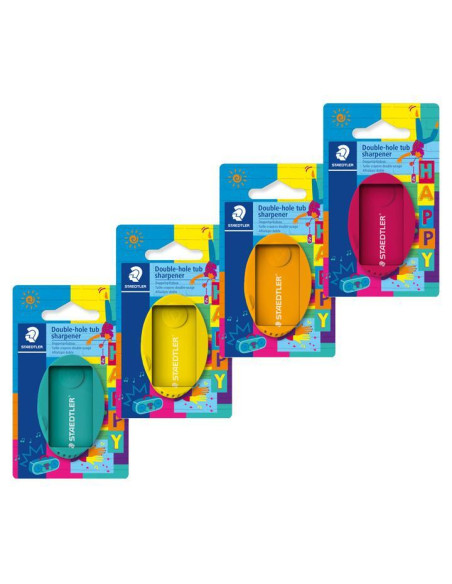 BLÍSTER SACAPUNTAS STAEDTLER "HAPPY LINE" CON DEPÓSITO