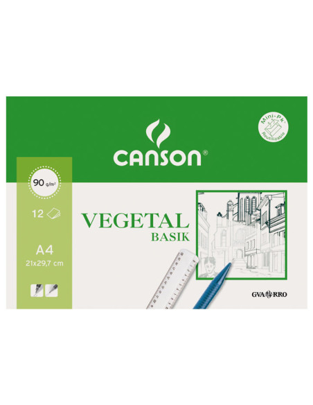 MINIPACK 12h LÁMINAS CANSON DE PAPEL VEGETAL A4