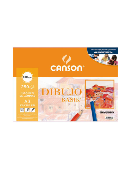 PACK RETRACTILADO 250 LAMINAS CANSON BASIK LISO A3 130gr