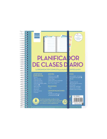 PLANIFICADOR DE CLASES FINOCAM DEL DOCENTE ESPIRAL tapa PP DP 4 155x212 CON GOMA NO FECHADO