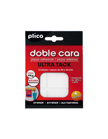 CINTA ADHESIVA DOBLE CARA PLICO PIEZAS PRECORTADAS 30x34 ULTRA TACK