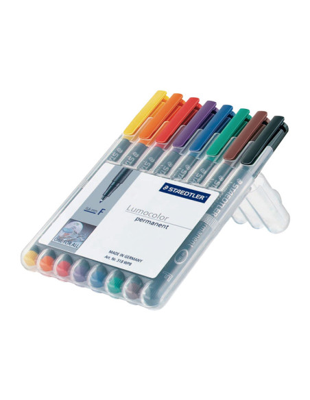 ESTUCHE 8 ROTULADORES STAEDTLER LUMOCOLOR PERMANENTE 318 06mm SURTIDO 1