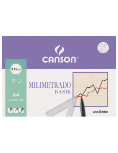 MINIPACK 12h LÁMINAS CANSON DE PAPEL BASIK MILIMETRADO