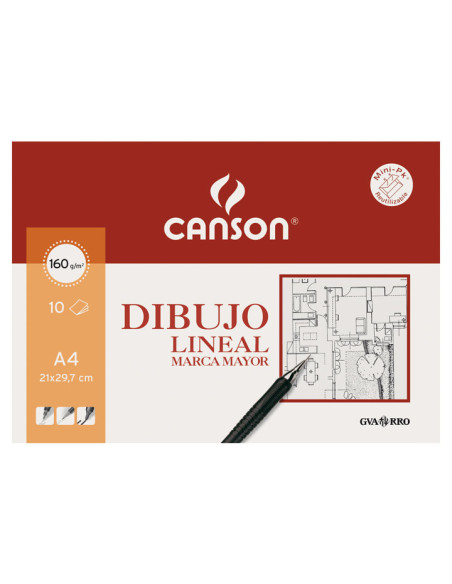 MINIPACK 10h LÁMINAS CANSON PARA DIBUJO LINEAL A4