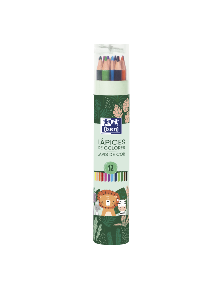 OXFORD LÁPICES DE COLORES ANIMAL BESTIES CSURTIDOS ESTUCHE 12 UD  1 SACAPUNTAS