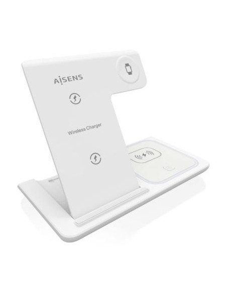 AISENS CARGADOR INALAMBRICO USB-C 3 EN 1 DE 15W MOVIL APPLE WACHT AURICULARES CON ESTUCHE DE CARGA BLANCO