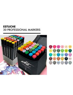 ALEX BOG ROTULADORES LUXURY CANVAS GAMA ARTIST DOBLE PUNTA FINABISELADA CSURTIDOS ESTUCHE DE LUJO 30 UD