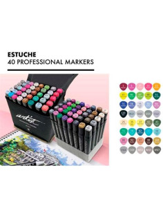 ALEX BOG ROTULADORES LUXURY CANVAS GAMA ARTIST DOBLE PUNTA FINABISELADA CSURTIDOS ESTUCHE DE LUJO 40 UD