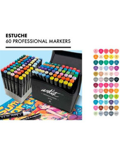 ALEX BOG ROTULADORES LUXURY CANVAS GAMA ARTIST DOBLE PUNTA FINABISELADA CSURTIDOS ESTUCHE DE LUJO 60 UD
