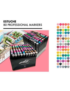 ALEX BOG ROTULADORES LUXURY CANVAS GAMA ARTIST DOBLE PUNTA FINABISELADA CSURTIDOS ESTUCHE DE LUJO 80 UD