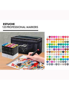 ALEX BOG ROTULADORES LUXURY CANVAS GAMA ARTIST DOBLE PUNTA FINABISELADA CSURTIDOS ESTUCHE MALETÍN 120 UD