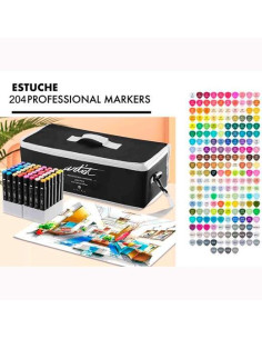 ALEX BOG ROTULADORES LUXURY CANVAS GAMA ARTIST DOBLE PUNTA FINABISELADA CSURTIDOS ESTUCHE MALETÍN 204 UD