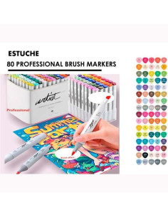 ALEX BOG ROTULADORES CANVAS LUXE PROFESSIONAL BRUSH MARKET DOBLE PUNTA BISELADAPINCEL CSURTIDOS ESTUCHE 80 UD