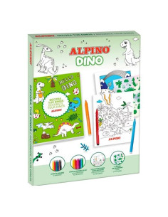 ALPINO SET CREATIVO DECOR DINO 14 ROTULADORES  18 ILUSTRACIONES  PEGATINAS