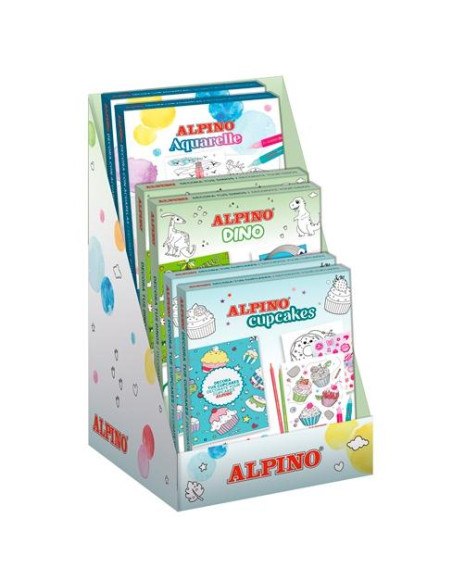 ALPINO EXPOSITOR SETS CREATIVOS DINO  AQUARELLE  CUPCAKES