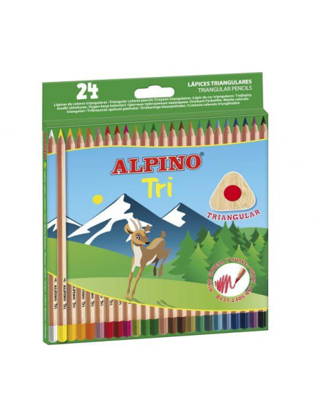 ALPINO LÁPICES DE COLORES TRI 175MM CSURTIDOS ESTUCHE 24 UD