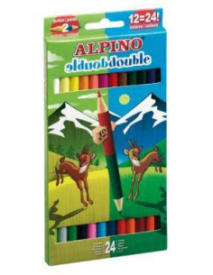 ALPINO LÁPICES DE COLORES DOUBLE 177MM DOBLE PUNTA Y COLOR SURTIDOS ESTUCHE 12 UD